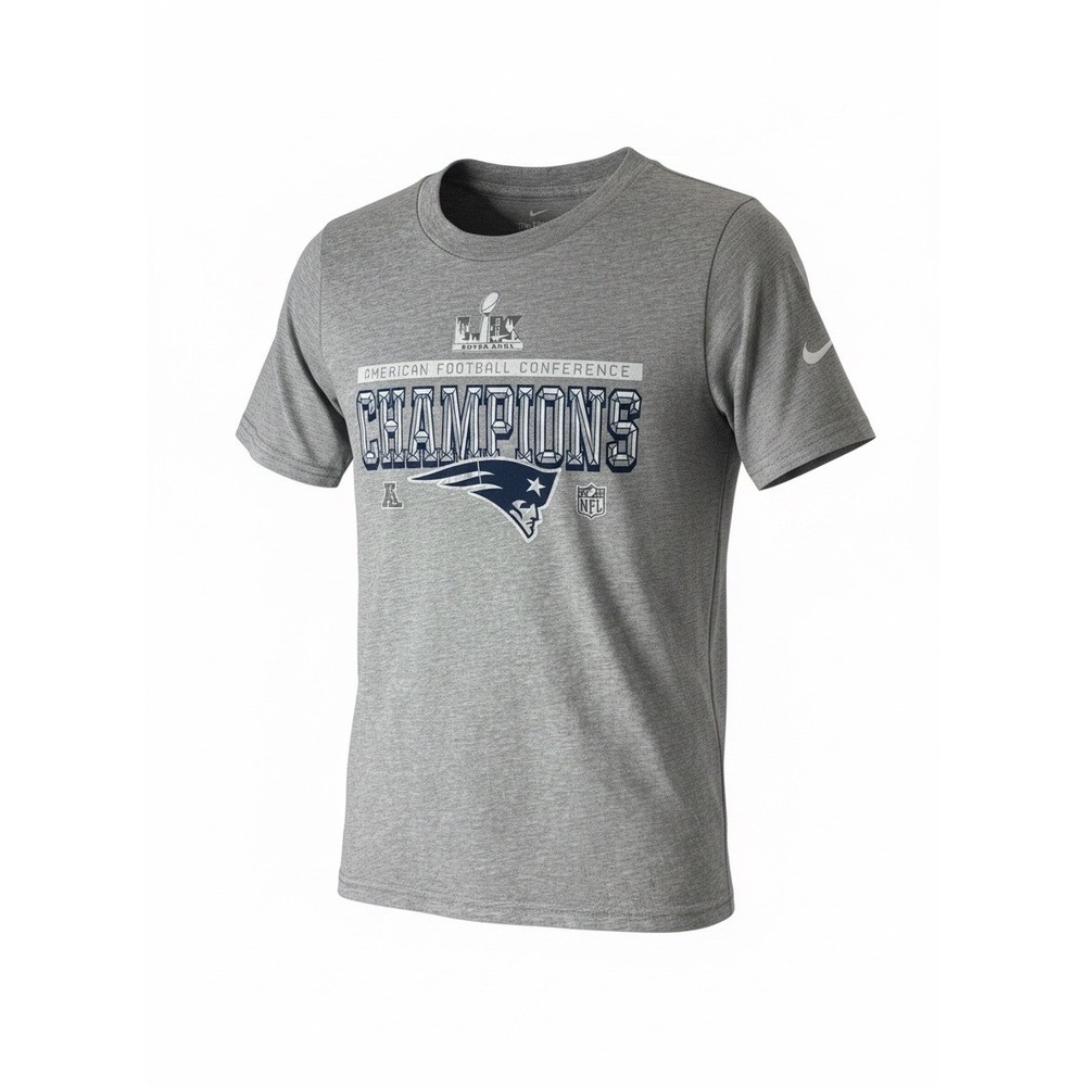 Nike New England Patriots Super Bowl‎ LII AFC Champions Gray T-Shirt Kids Medium